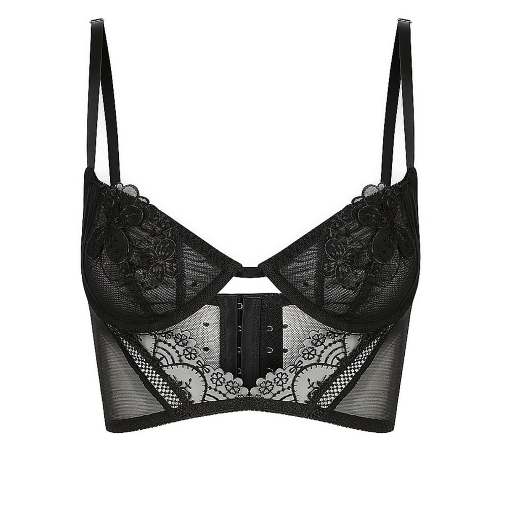 Kat the Label Ivy Bustier. NEW with Tags Sexy Mesh Lingerie Polka Dots Romantic
